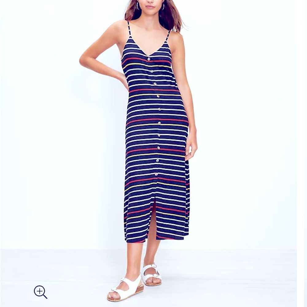 LOFT Striped Button Trim Maxi Dress
